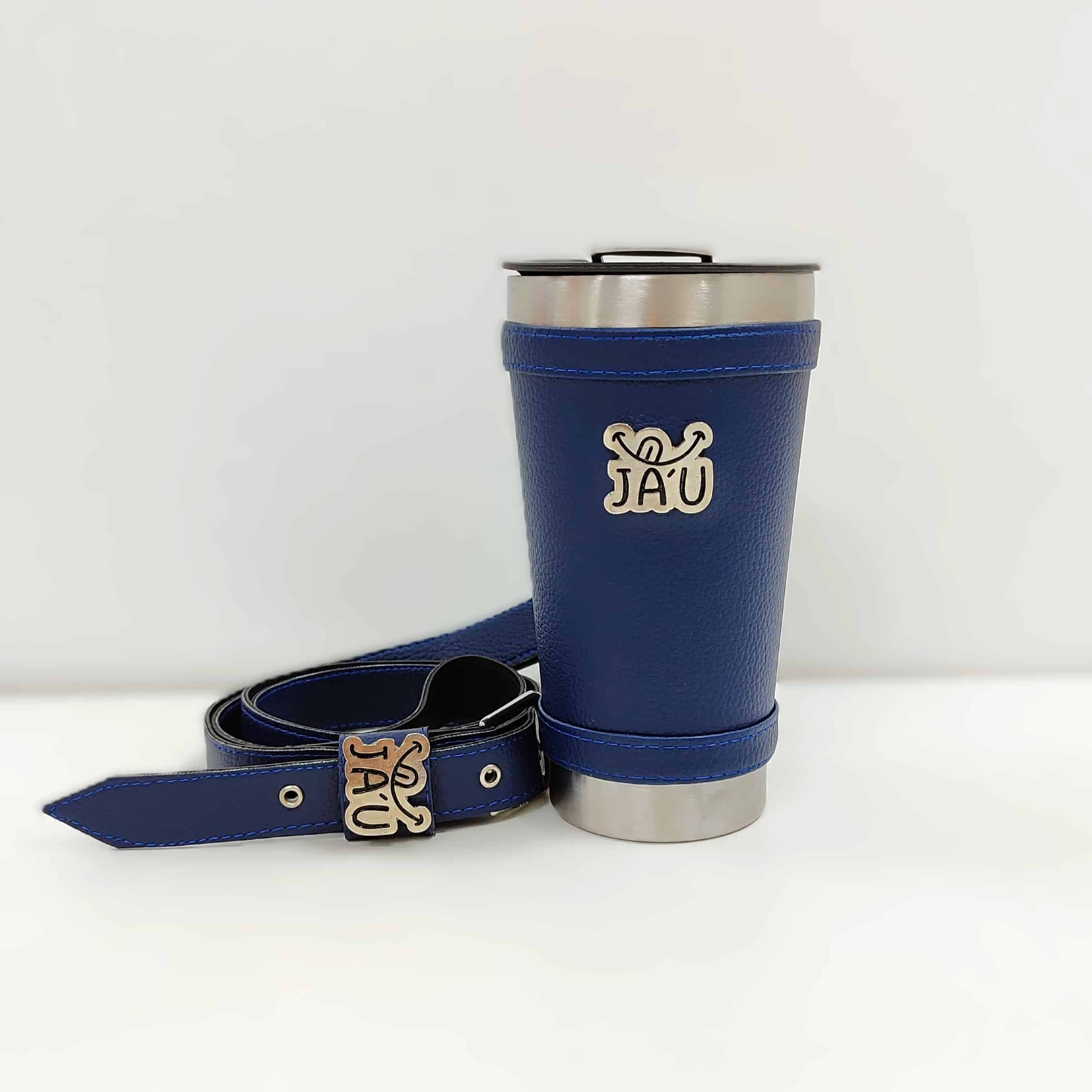 Vaso térmico Forrado Ja´u con Correa Bandolera Azul
