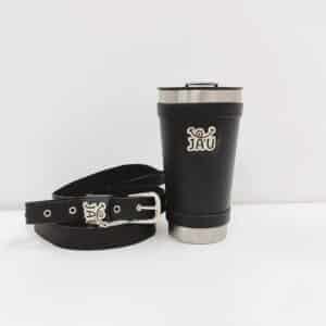 Vaso térmico forrado JAU con corra bandolera Negro